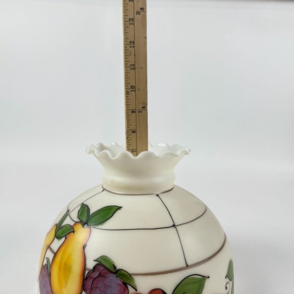 Vintage 1970's Glass Hurricane Ruffled Top Replacement Shade Faux Stained Glass - Picture 6 of 7